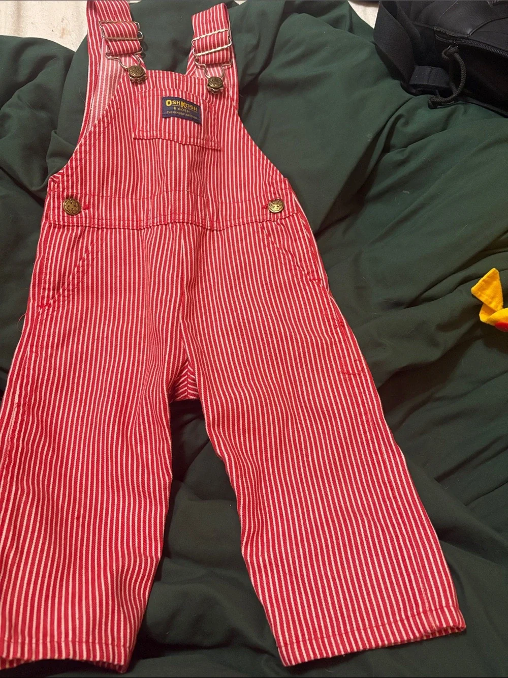 OshKosh B'gosh Red and White Striped Kids Overalls with Front Bib